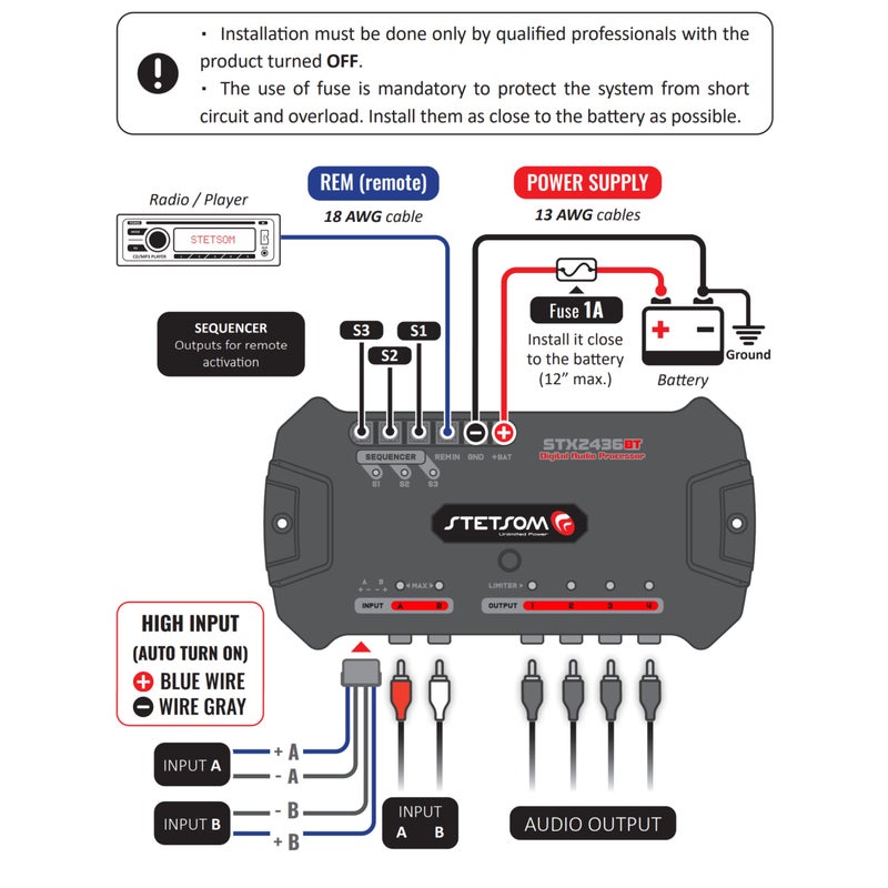 Stetsom STX 2436 Bluetooth DSP PRO - Digital Signal Processor, DSP PRO, Equalizer, Exclusive APP, Band Graphic, High Precision Crossover, Filters, Voltmeter, Limiter, Digital Audio Processor - Image 5